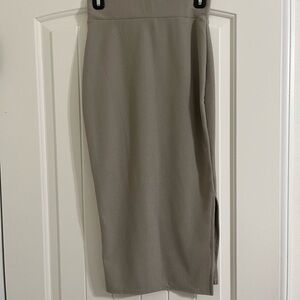 Tan Midi Slit Skirt